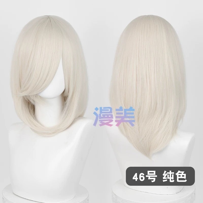 台灣現貨丨多色 Cosplay/Cos 假髮 萬用款 40cm 收臉 髮尾內收 短髮 中長髮 少女 直髮 瀏海-規格圖2