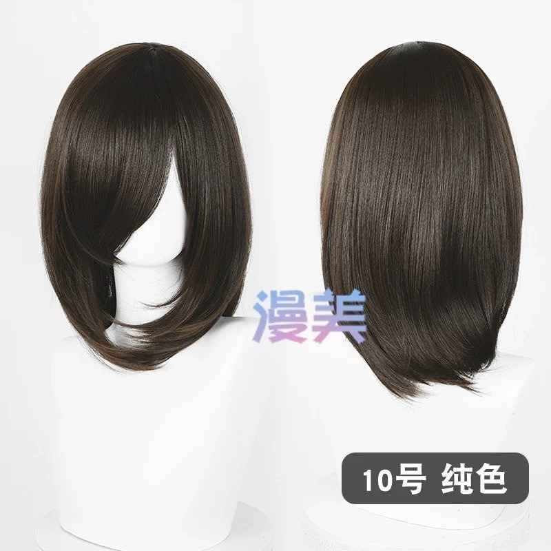 台灣現貨丨多色 Cosplay/Cos 假髮 萬用款 40cm 收臉 髮尾內收 短髮 中長髮 少女 直髮 瀏海-規格圖2