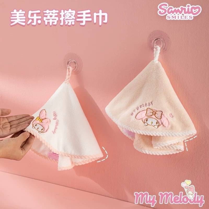 三麗鷗MM珊瑚绒擦手巾 小方巾 毛巾 濕紙   可掛式 吸水性強 柔軟不容易掉毛   快速吸水、觸感柔軟乾、乾淨衛生-細節圖2