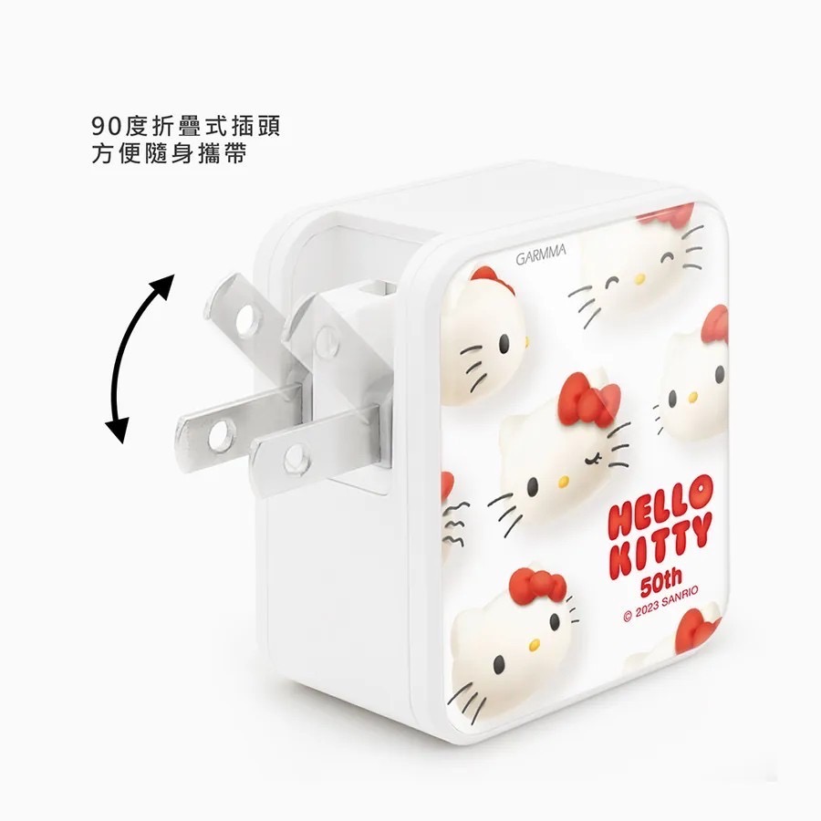 台灣製造 Hello Kitty Type-C USB PD快充雙孔充電器 50週年 充電器 快充頭-細節圖5