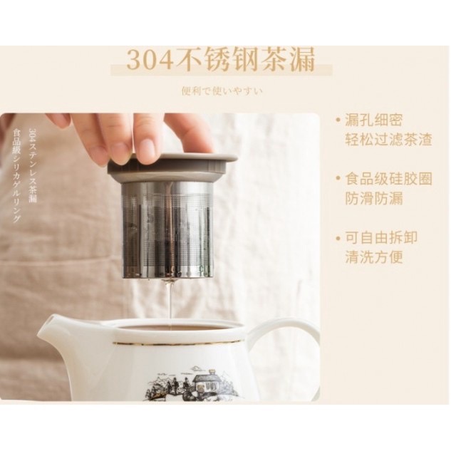 凱蒂貓 茶貝組 手繪風茶杯組3件組一壺2杯 蓋碗茶杯 茶壺 能貨運 泡茶壺 內膽耐高溫 茶壺 密封 溫壺 復古風-細節圖3