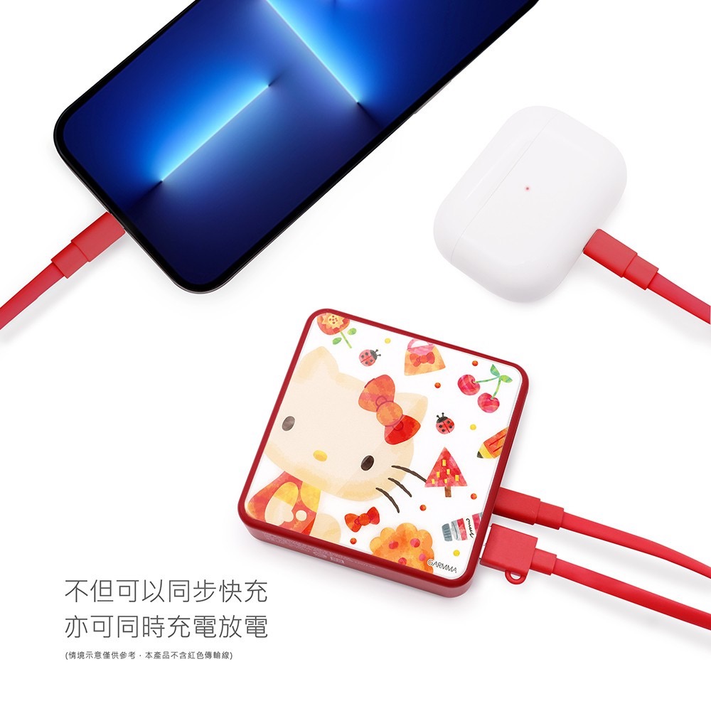 GARMMA 凱蒂貓 雙子星 美樂蒂 玻璃鏡面PD快充行動 電源 行動電源怏充行動電源 6500 mAh-細節圖2