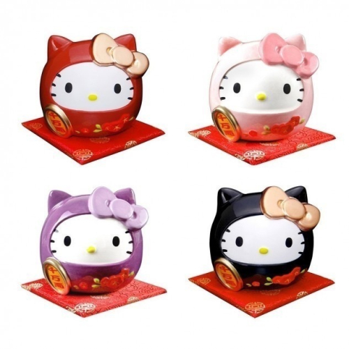 三麗鷗Hello Kitty 達摩陶瓷撲滿 存錢包 款式:紅.粉.紫.黑 產品型號 : RB0170-4