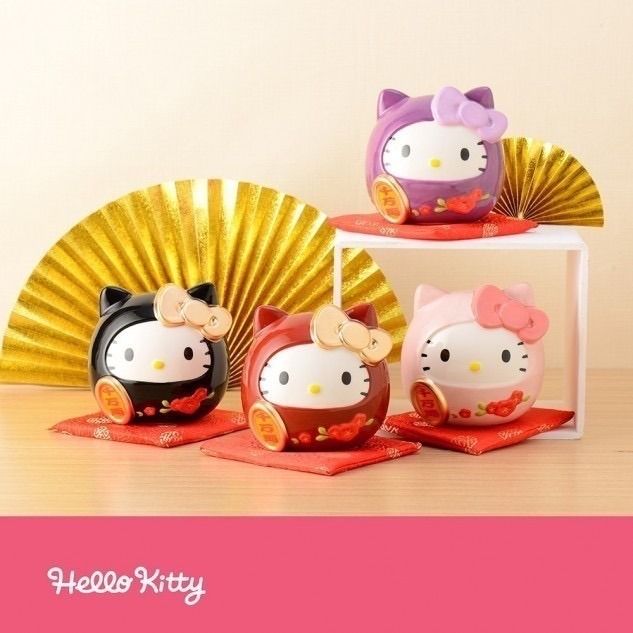 三麗鷗Hello Kitty 達摩陶瓷撲滿 存錢包  款式:紅.粉.紫.黑  產品型號 : RB0170-4-細節圖2