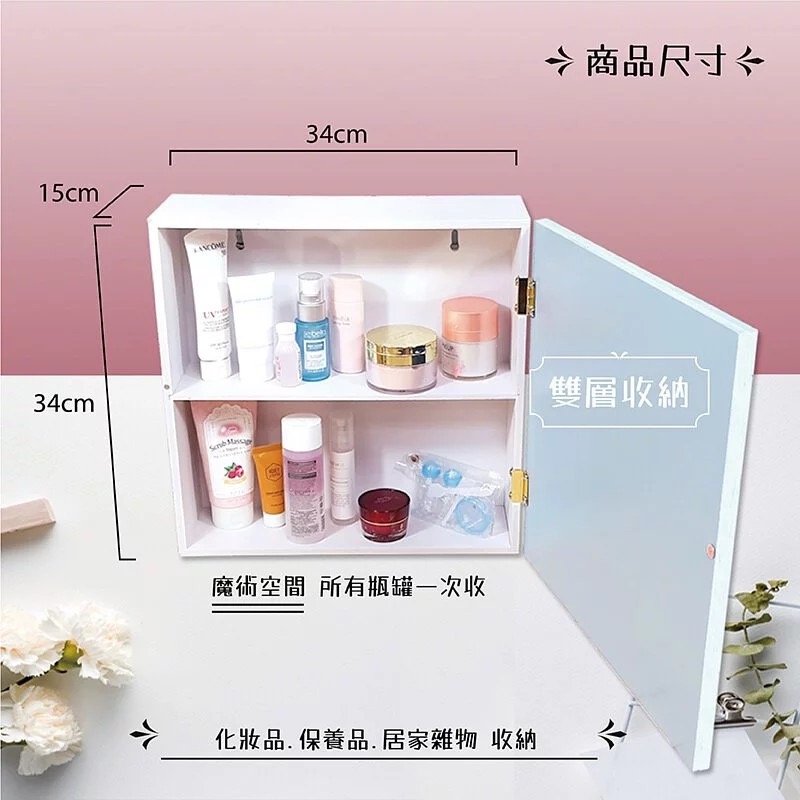 三麗鷗 鏡子收納櫃 HELLO KITTY 美樂蒂 雙子星 儲物櫃 化妝櫃 鏡櫃-細節圖2