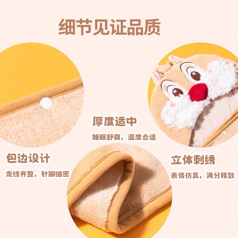 迪士尼 奇奇帝蒂 帶帽休閒毯子 多用途懶人披肩 斗篷辦公室 沙發午睡休閒蓋毯 法蘭絨 秋冬 加厚空調房-細節圖5