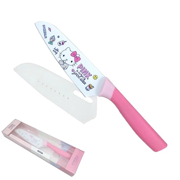 凱蒂貓  KITTY不 鏽鋼萬用水果刀 菜刀 附刀套 刀具 料理刀 切片刀 廚刀 廚房用品-細節圖10