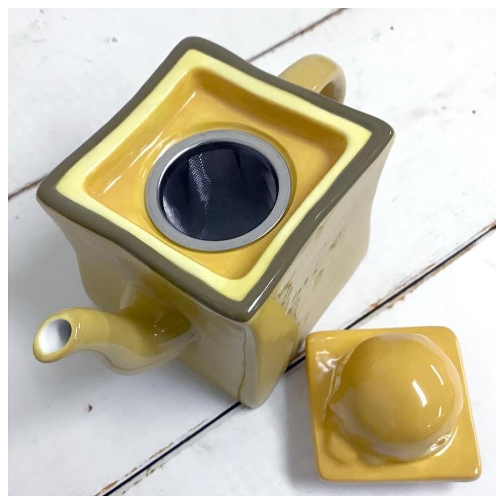 日本進口 特價 迪士尼 維尼 陶瓷茶壺 方型吐司造型 陶瓷 茶壺 泡茶壺 水壺 440ml-細節圖3