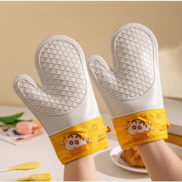 蠟筆小新 砂膠隔熱手套廚房手套防燙手套隔熱手套砂  膠手套 手套隔熱套 防燙套 高溫手套防燙1入-細節圖2