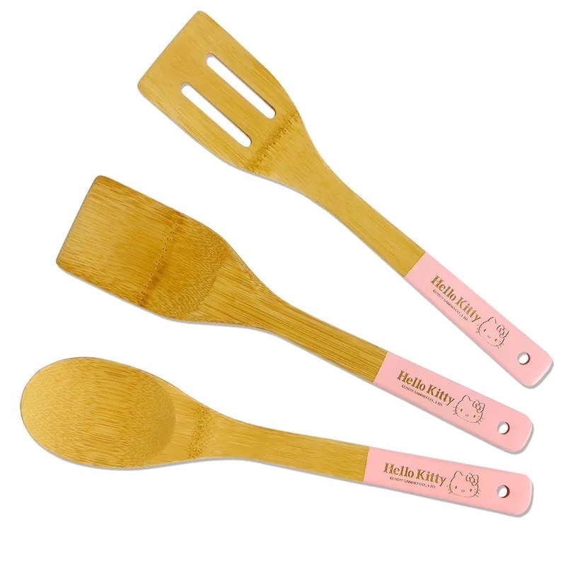 Hello Kitty 凱蒂貓 天然孟宗竹圓鏟煎鏟鍋鏟廚房用品  竹製煎鏟  款式:圓鏟.煎鏟.鍋鏟-細節圖2