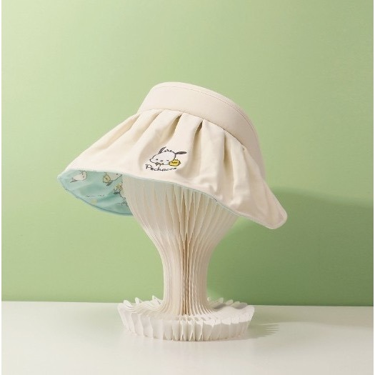 三麗鷗成人遮陽帽五款  款式:凱蒂貓.庫洛米.大耳狗.怕洽狗.美樂蒂三麗鷗雙面印花貝殼帽 漁夫帽 遮陽帽-細節圖5