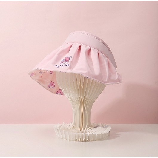 三麗鷗成人遮陽帽五款  款式:凱蒂貓.庫洛米.大耳狗.怕洽狗.美樂蒂三麗鷗雙面印花貝殼帽 漁夫帽 遮陽帽-細節圖7