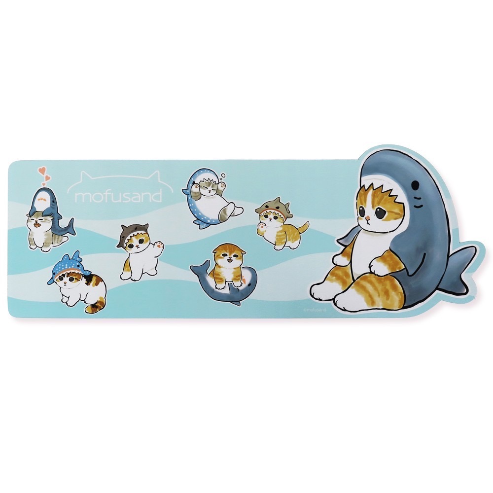 貓褔珊迪鲨魚炸蝦喫茶造型滑鼠墊 皮質辦公桌墊辦  公室滑鼠墊 護腕耐臟-細節圖6