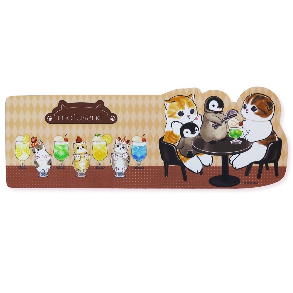 貓褔珊迪鲨魚炸蝦喫茶造型滑鼠墊 皮質辦公桌墊辦  公室滑鼠墊 護腕耐臟-細節圖8