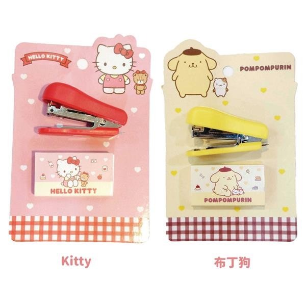 三麗鷗 凱蒂貓 布丁狗 迷你隨身釘書機 資料收納 裝訂機 省力釘書機 辦公用品-細節圖2