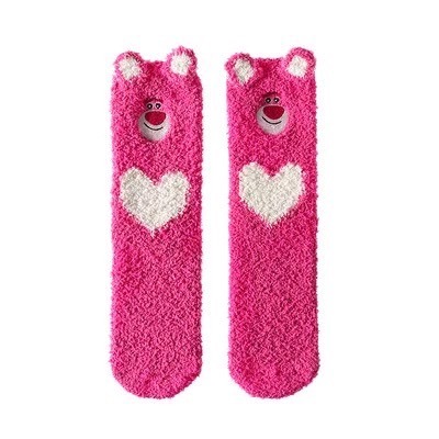 迪士尼 熊抱哥毛毛襪子 冬天襪子 絨毛襪子 厚底襪 厚襪子 毛襪 刷毛襪-細節圖3