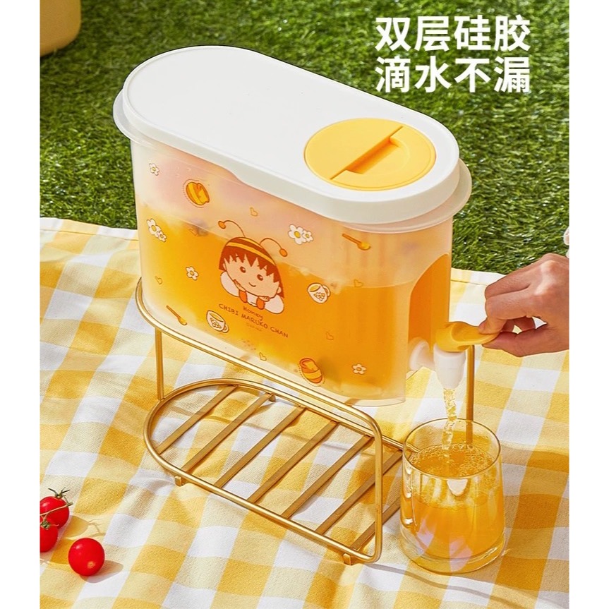 小丸子冰箱冷水壺 水果茶壺 大容量水壺 儲水桶 帶龍頭放冰箱 水龍頭容器 冷水桶 冷藏庫-細節圖2