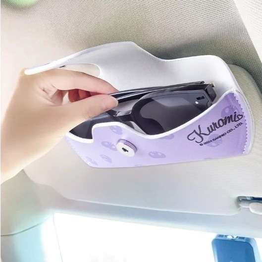 三麗鷗正版授權 庫洛米 車用眼鏡夾 遮陽板眼鏡收納盒 造型眼鏡夾 汽車內飾用品 可愛車內收納-細節圖2