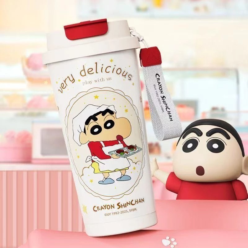 蠟筆小新正版授權 不鏽鋼隨行杯 520ml 保溫保冰 雙層隨手杯 水杯 咖啡杯 含提帶 可愛杯子-細節圖4