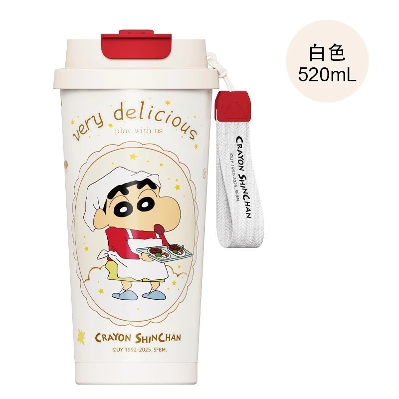 蠟筆小新正版授權 不鏽鋼隨行杯 520ml 保溫保冰 雙層隨手杯 水杯 咖啡杯 含提帶 可愛杯子-規格圖5
