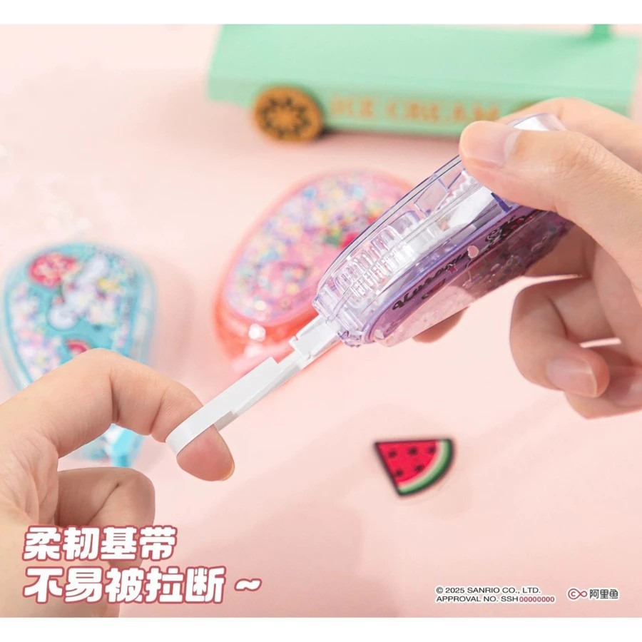 三麗鷗20米減壓修正帶 正版授權閃粉 修正帶 減壓修正帶 20米長設計 隨機出-細節圖3
