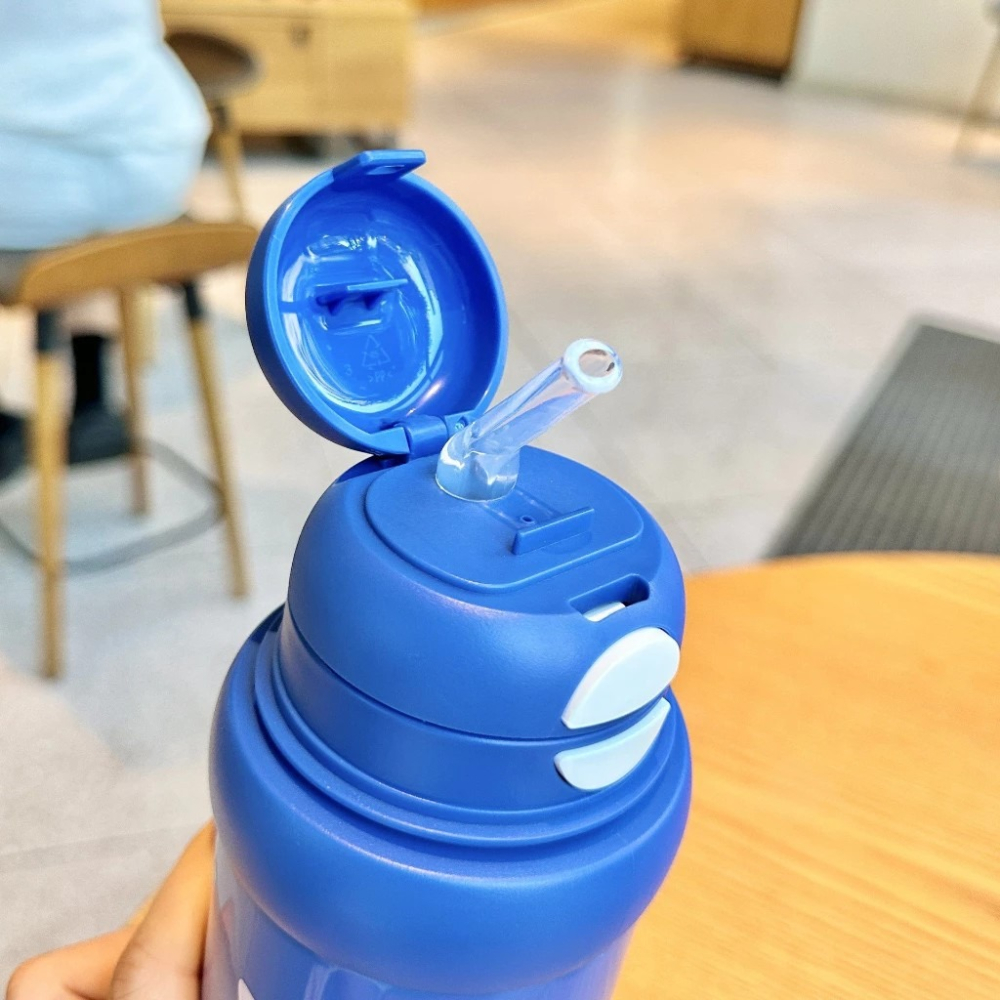 迪士尼 史迪奇 吸管保溫瓶 正版授權 雙飲口不鏽鋼保溫杯 附透明杯蓋 兒童隨行水壺 三飲不鏽鋼雙飲杯-細節圖3