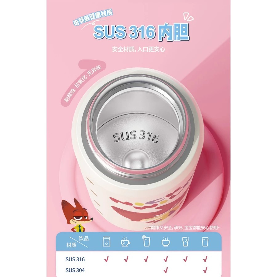 迪士尼 史迪奇  不鏽鋼保溫杯600ml 316內膽保溫瓶 一鍵開合雙飲口設計 冬季保溫水壺-細節圖3