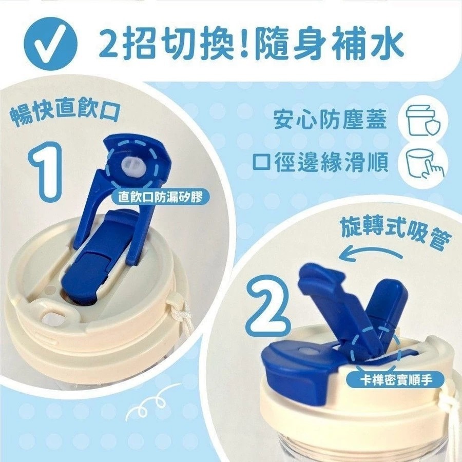 吉伊卡哇 Chiikawa 吸管式透明冷水壺 500ml 雙用飲口水杯 防漏冷水瓶 隨身可愛水壺 小八-細節圖4