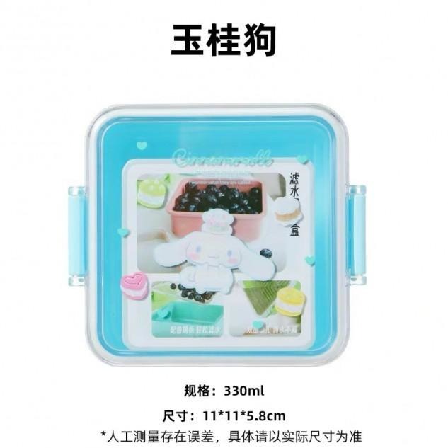 【MINISO × 三麗鷗正版】濾水保鮮盒 布丁狗 大耳狗 PC狗 帶濾水層・雙面鎖扣 便當小物收納盒-細節圖2