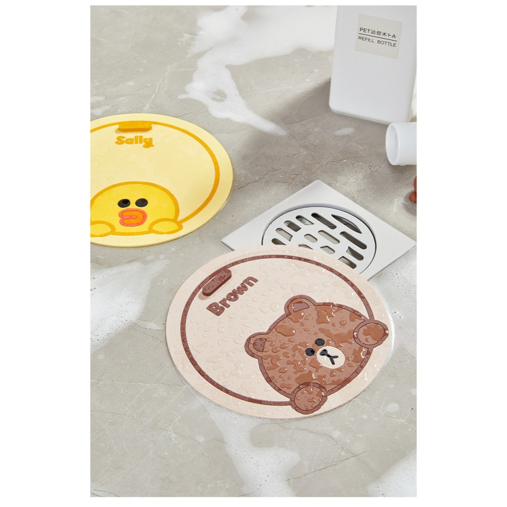 LINE FRIENDS 地漏墊 熊大 兔兔  防臭防蟲 防積水 吸附強力 防溢水-細節圖8