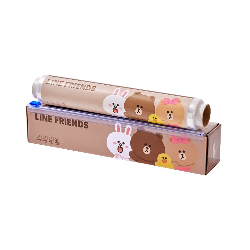 【LINE FRIENDS】磁吸式滑刀PE保鮮膜盒 附切割器 廚房用拉膜器 附替換膜 BROWN正版授權-細節圖6