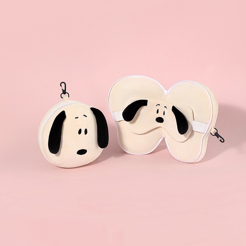 【史努比】可拆式史努比 抱枕眼罩 午休枕 旅行靠枕 睡眠眼罩 辦公室小憩暖手寶 眼罩U型枕-細節圖4