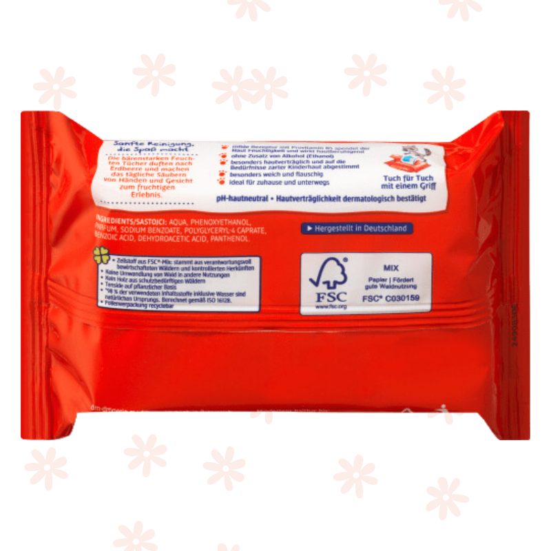 【現貨】德國 DM SauBär 沙巴熊溫和濕紙巾 20st 濕紙巾 溫和 清潔 柔軟 旅行用 兒童 親膚-細節圖3