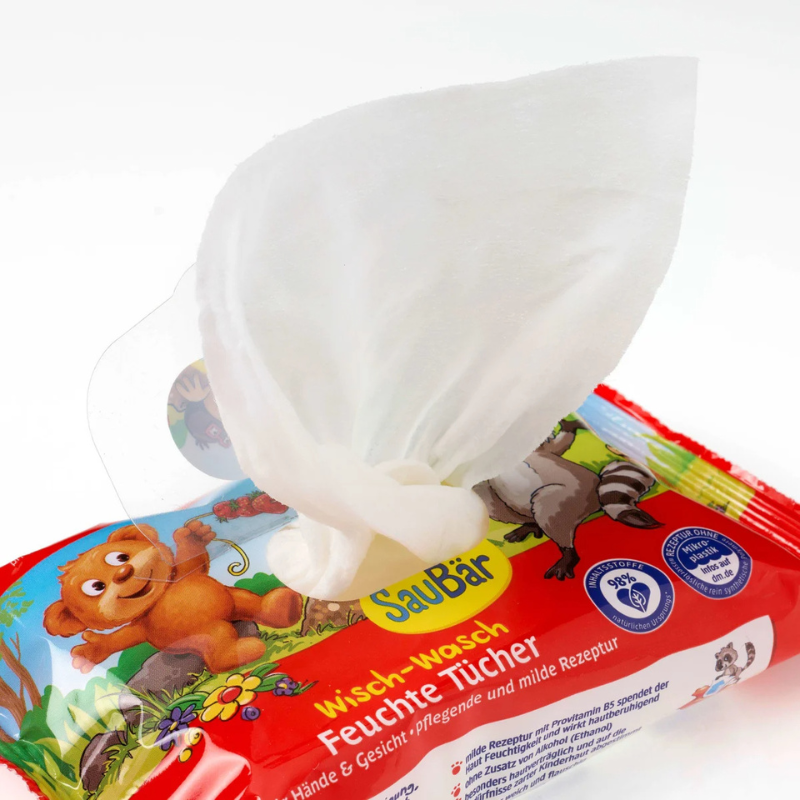 【現貨】德國 DM SauBär 沙巴熊溫和濕紙巾 20st 濕紙巾 溫和 清潔 柔軟 旅行用 兒童 親膚-細節圖5