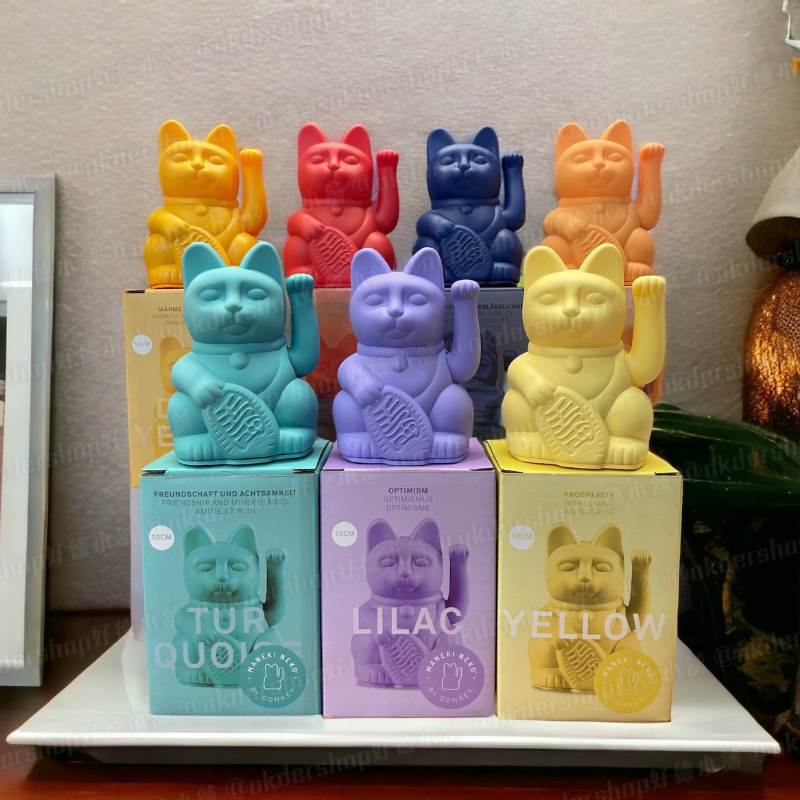 【迷你款】德國 DONKEY Lucky Cats 招財貓 🐈深邃藍/霧藍綠/經典紅/太陽黃/招財黃 幸運繽紛 自動招手-細節圖3
