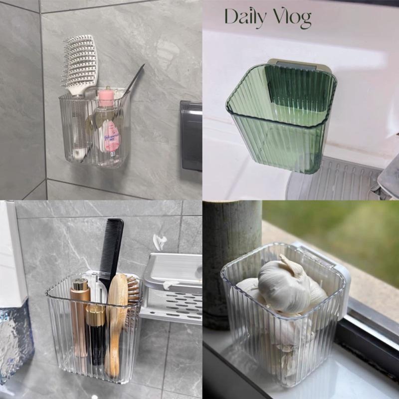 🍀台灣現貨🍀壁掛薑蒜收納盒 壁掛收納盒 壁掛置物盒 壁掛盒 收納盒 無痕收納盒 浴室收納盒 置物盒 免打孔收納盒 儲物盒-細節圖8