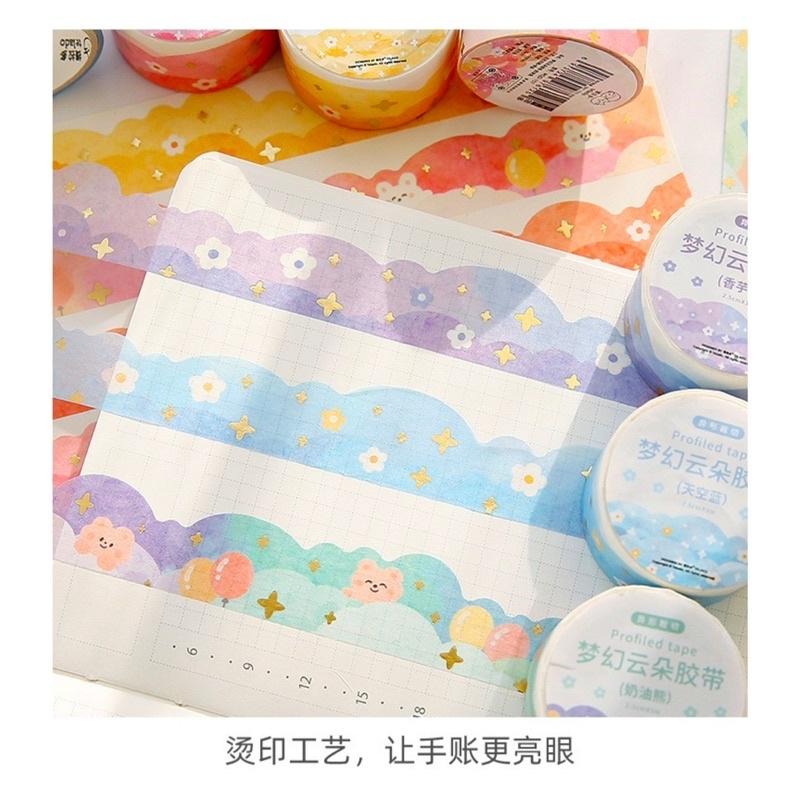 🍀台灣現貨🍀提拉多 夢幻雲朵膠帶 紙膠帶 手帳貼 花邊膠帶 裝飾膠帶 手帳貼紙 和紙膠帶 可愛膠帶 邊框紙膠帶 手帳膠帶-細節圖3