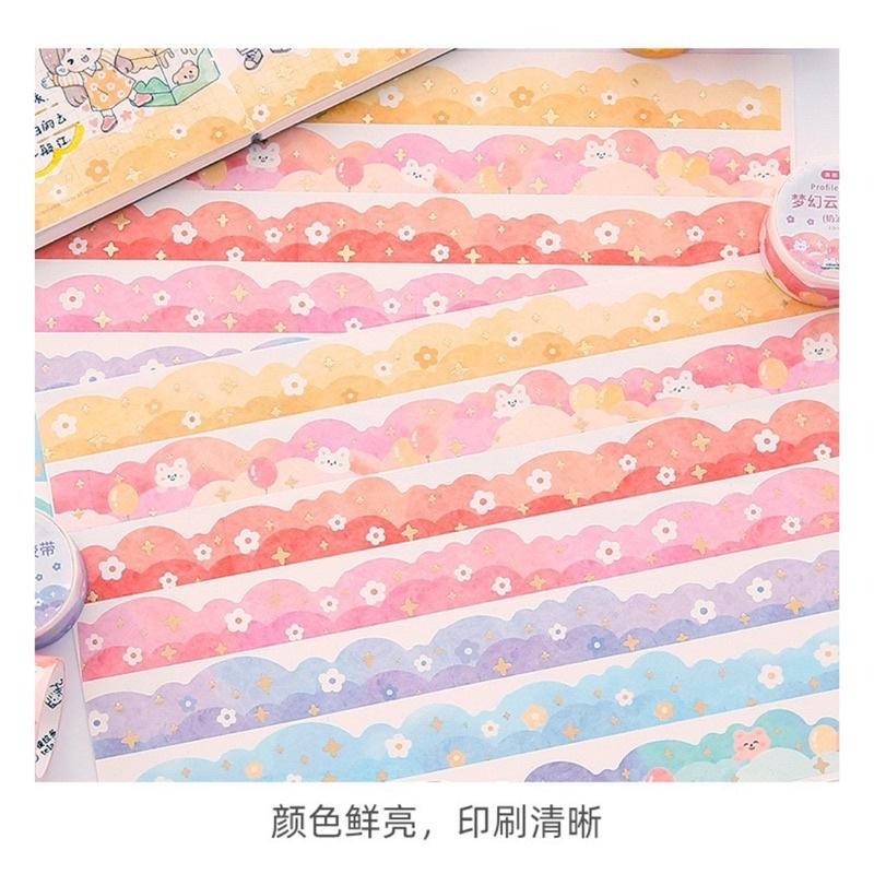 🍀台灣現貨🍀提拉多 夢幻雲朵膠帶 紙膠帶 手帳貼 花邊膠帶 裝飾膠帶 手帳貼紙 和紙膠帶 可愛膠帶 邊框紙膠帶 手帳膠帶-細節圖4