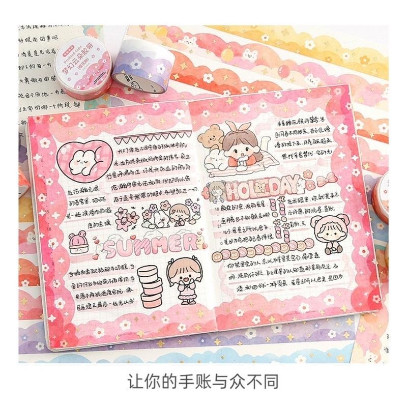 🍀台灣現貨🍀提拉多 夢幻雲朵膠帶 紙膠帶 手帳貼 花邊膠帶 裝飾膠帶 手帳貼紙 和紙膠帶 可愛膠帶 邊框紙膠帶 手帳膠帶-細節圖6