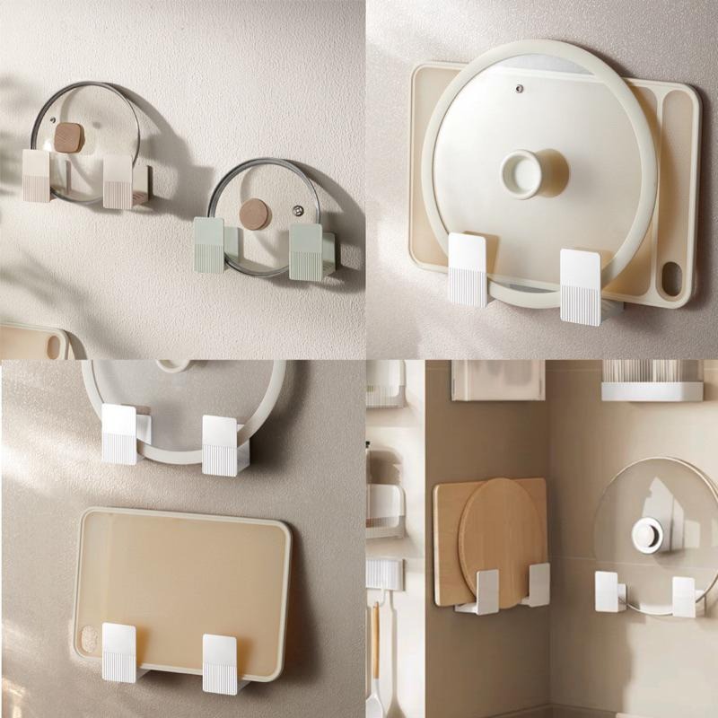 🍀台灣現貨🍀壁掛鍋蓋架 鍋蓋架 砧板架 菜板架 免打孔置物架 壁掛收納架 多功能置物架 鍋蓋置物架 菜板放置架 壁掛架-細節圖7