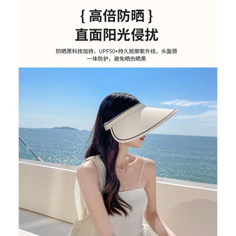 🍀台灣現貨🍀防曬遮陽帽 折疊可捲 防曬帽 遮陽帽 空頂帽 登山帽 女帽 大檐帽 太陽帽 防曬帽子 抗UV帽 隔熱透氣帽-細節圖2