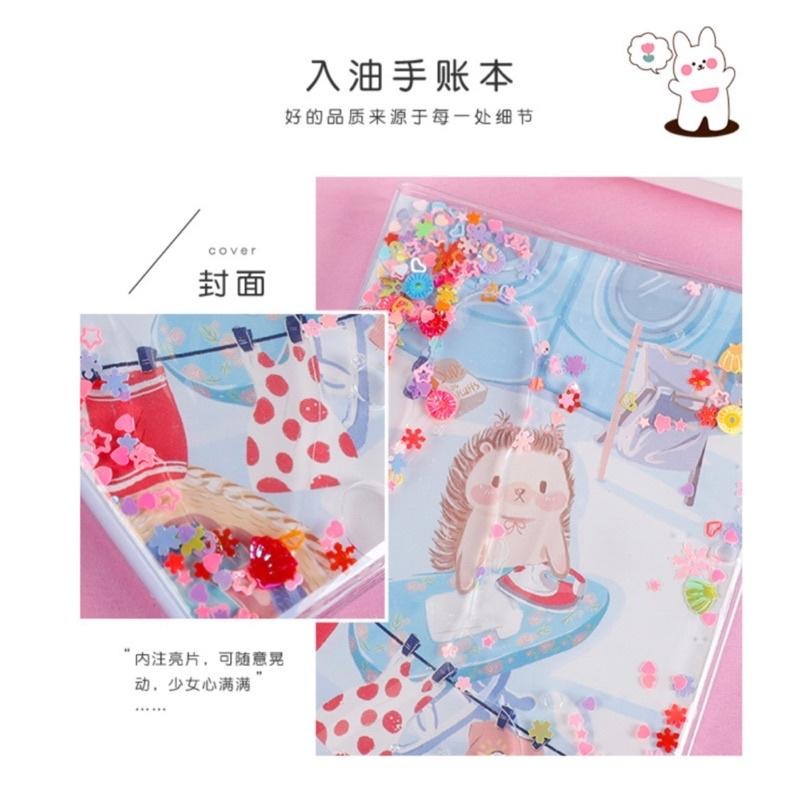 🍀台灣現貨🍀創意手帳本 流沙手帳本 手帳本 筆記本 手帳筆記本 可愛筆記本 日記本 記事本 手帳貼紙本 可愛手帳本 本子-細節圖4