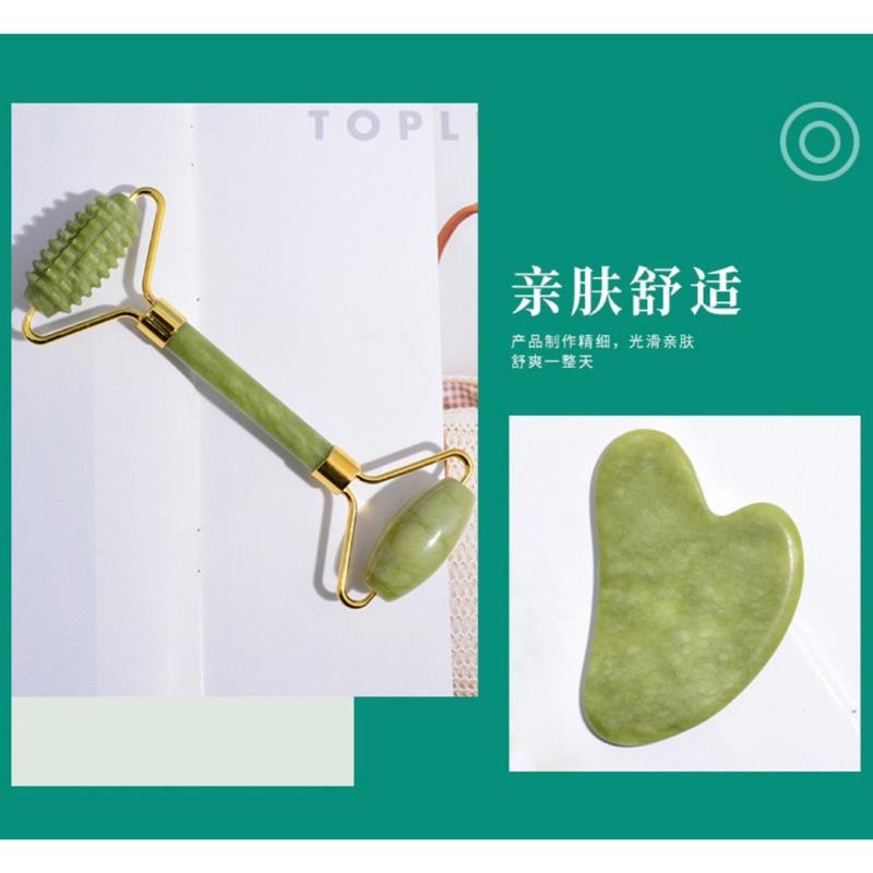 🍀台灣現貨🍀玉石滾輪按摩器 岫玉 按摩滾輪器 臉部按摩滾輪 臉部按摩器 美容器 玉石滾輪器 按摩器 瘦臉器 刮痧按摩器-細節圖5