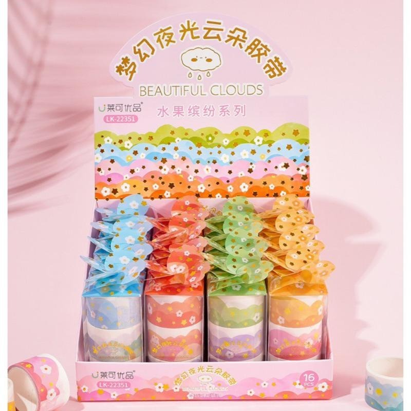 🍀台灣現貨🍀夜光手帳膠帶 夢幻雲朵膠帶 紙膠帶 花邊膠帶 裝飾膠帶 手帳貼紙 和紙膠帶 可愛膠帶 邊框紙膠帶 手帳膠帶-細節圖6