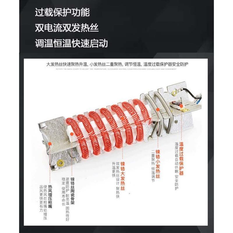 🍀台灣現貨🍀熱風槍 工業熱風槍 縮膜槍 熱縮膜 熱風機 調溫熱風槍 熱縮管加熱機 封膜熱風槍 工業吹風機 二段式熱風槍-細節圖4