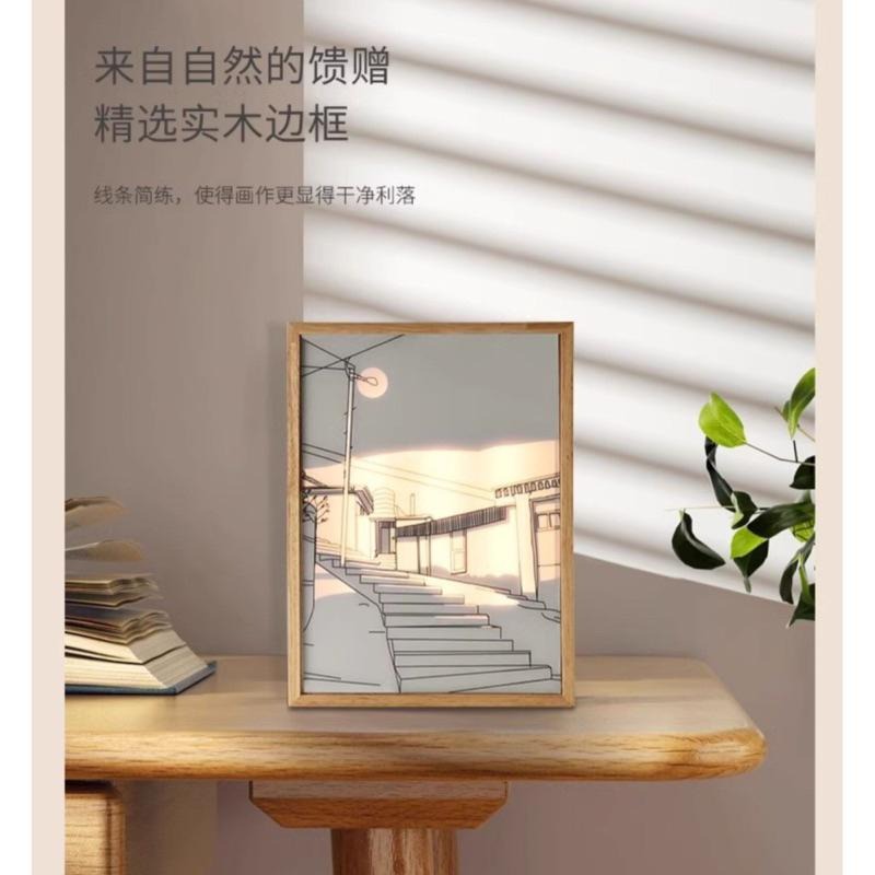 🍀台灣現貨🍀燈光畫 三色光 發光畫 裝飾畫 小夜燈 裝飾燈 氛圍燈 創意小夜燈 陽光燈 床頭燈 夜燈 小擺件 掛畫燈-細節圖4