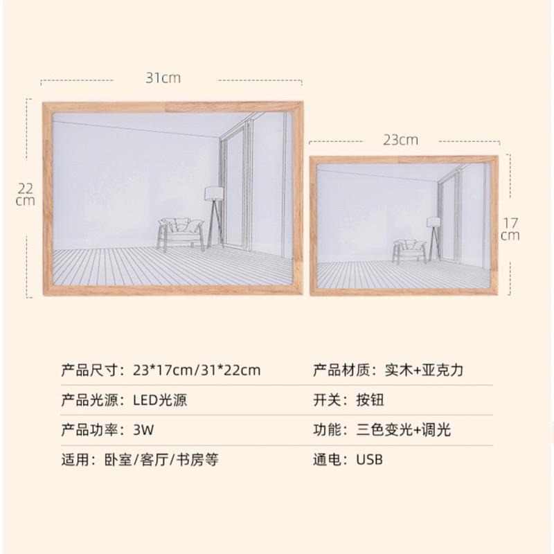 🍀台灣現貨🍀燈光畫 三色光 發光畫 裝飾畫 小夜燈 裝飾燈 氛圍燈 創意小夜燈 陽光燈 床頭燈 夜燈 小擺件 掛畫燈-細節圖9