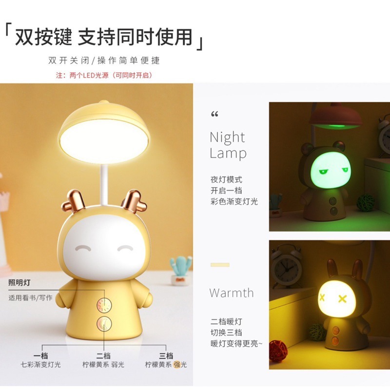 🍀台灣現貨🍀卡通護眼燈 護眼小檯燈 檯燈 小夜燈 護眼燈 床頭燈 讀書燈 閱讀燈 讀書閱讀燈 伴睡燈 夜燈 可愛造型-細節圖4