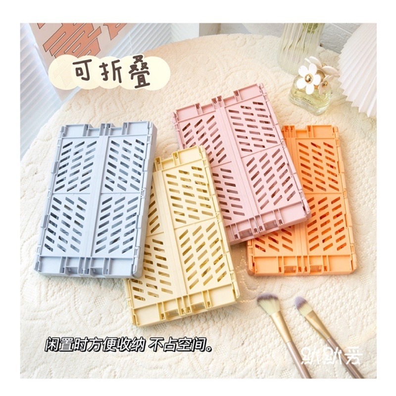 🍀台灣現貨🍀折疊收納籃 可疊加收納籃 小收納籃 折疊籃 馬卡龍收納籃 桌面收納籃 雜物籃 置物籃 摺疊籃 收納盒 野-細節圖7