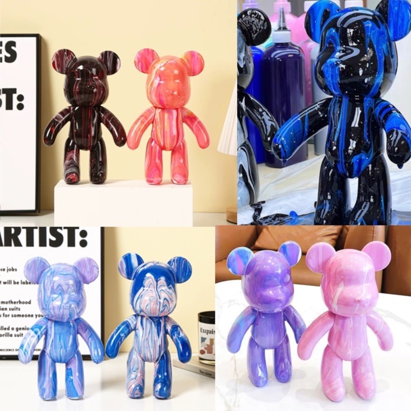 🔥買5送1🔥流體暴力熊 暴力熊鑰匙圈 流體熊 暴力熊 暴力熊白胚 白胚熊 流體顏料 DIY暴力熊 丙烯顏料 鑰匙圈-細節圖7